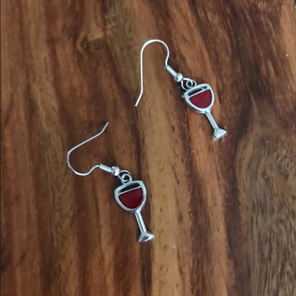 Enameled Wine Glass Earrings